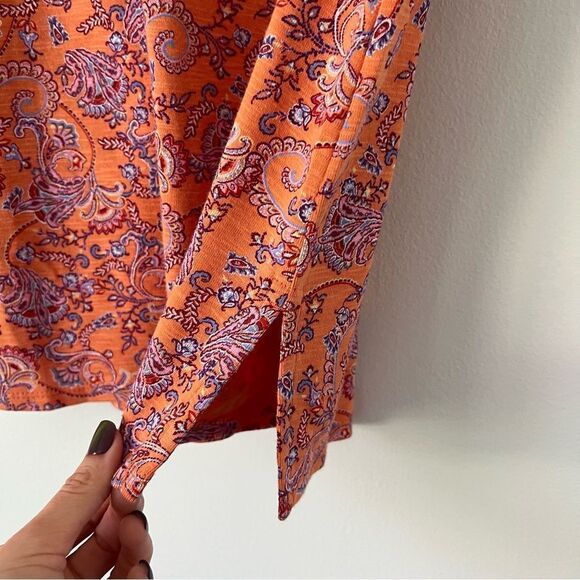 J. Jill Paisley Pima Slub Scoop Neck Tee Top Size XS - Picture 7 of 10